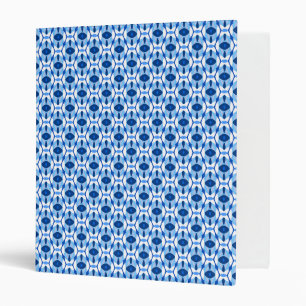 Navy Blue & Light Blue Abstract Geometric 3 Ring Binder