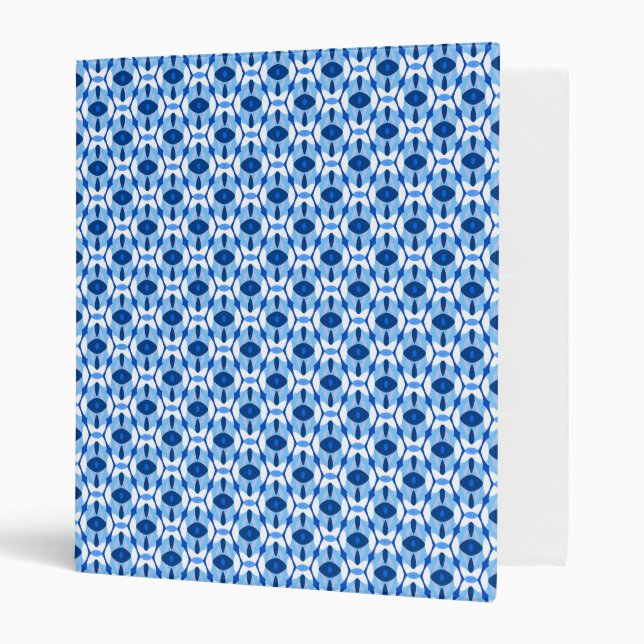 Navy Blue & Light Blue Abstract Geometric 3 Ring Binder (Front/Inside)