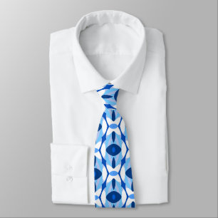 Navy Blue & Light Blue Abstract Geometric Neck Tie