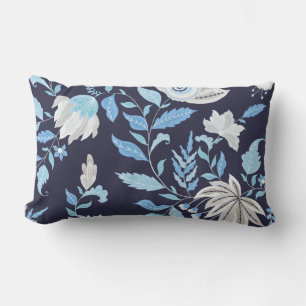 Navy Blue & Light Blue Mandala Print Lumber Pillow