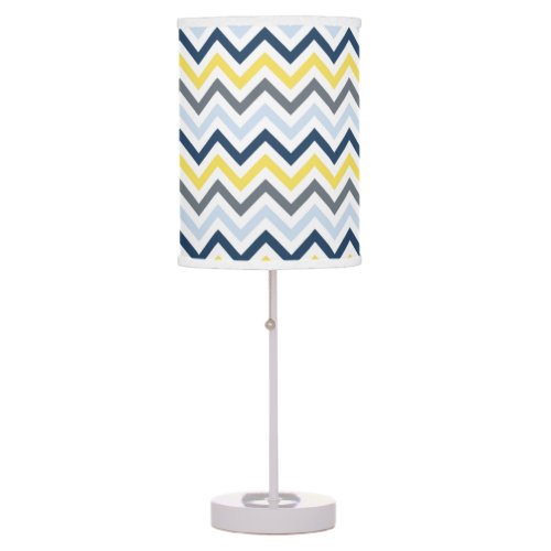 Navy Blue Light Blue Yellow and Gray Chevron Table Lamp