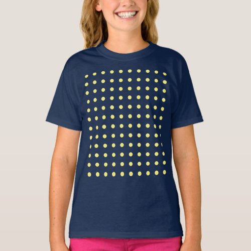 Navy Blue Light Yellow Polka Dots Trendy  T_Shirt