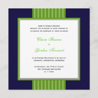 Navy Blue & Lime Green Wedding Invitation