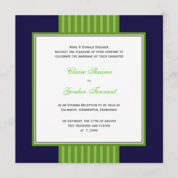Navy Blue & Lime Green Wedding Invitation by claire_shearer at Zazzle