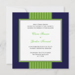 Navy Blue &amp; Lime Green Wedding Invitation at Zazzle