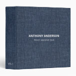 Navy Blue Linen Texture  3 Ring Binder