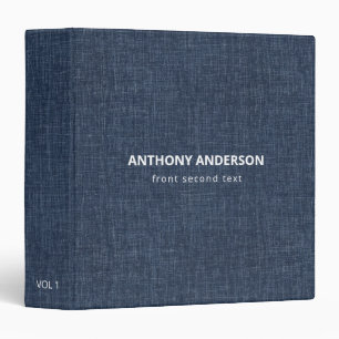 Navy Blue Linen Texture  3 Ring Binder