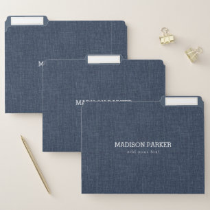 Navy Blue Linen Texture File Folder