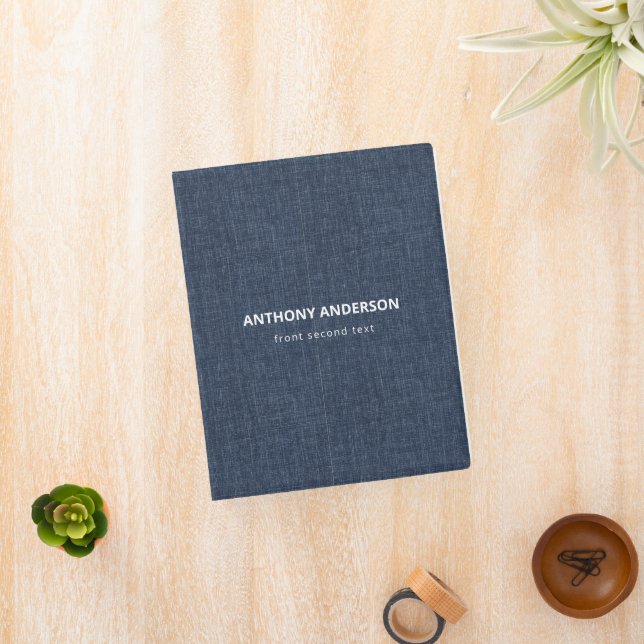 Navy Blue Linen Texture  Mini Binder (InSitu)