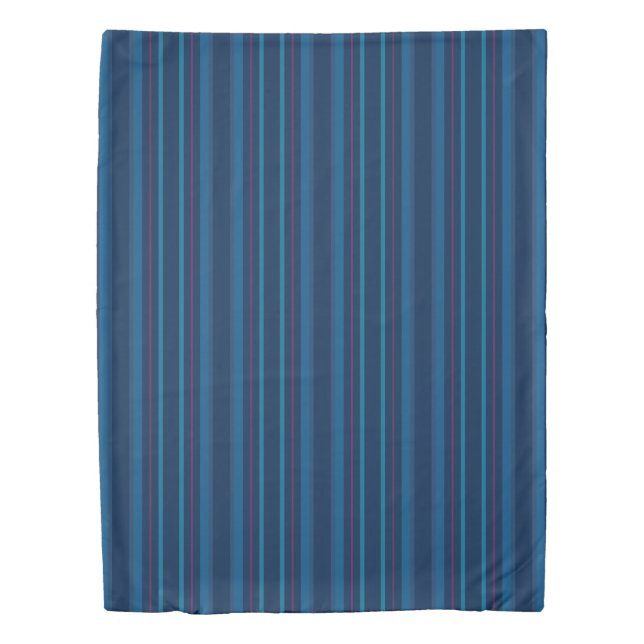 Navy Blue Lines Stripes Duvet Cover Nautical (Front)