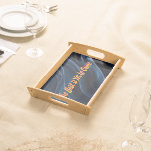 Navy Blue Liquid Marble Wedding Gift Serving Tray