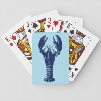Navy Blue Lobster On Light Blue   Playing Cards by Floridity at Zazzle