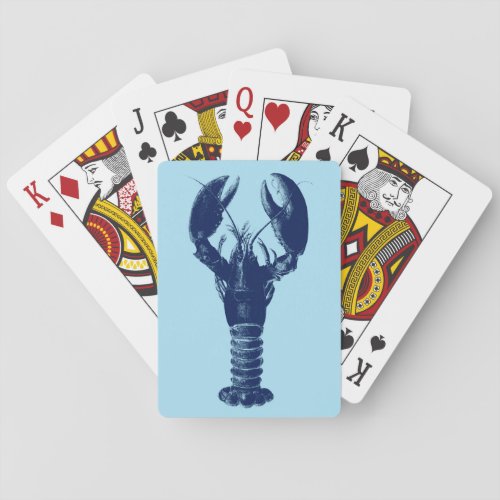 Navy Blue Lobster on Light Blue   Playing Cards