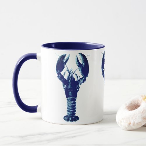 Navy Blue Lobsters on White  Mug