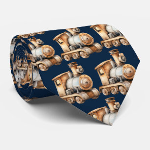 Navy Blue Locomotive Train Engine Child's Toy Neck Tie