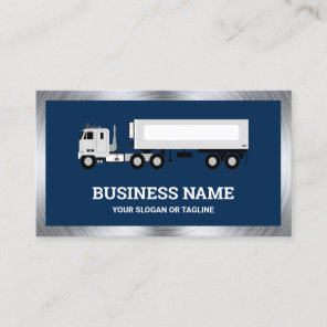 Navy Blue Logistics Transport Truck Trailer Business Card