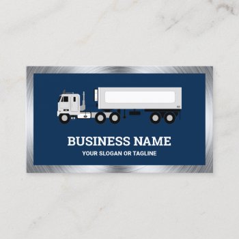 Navy Blue Logistics Transport Truck Trailer Business Card by ShabzDesigns at Zazzle