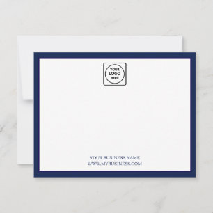 Navy Blue Logo Company Name Note Card