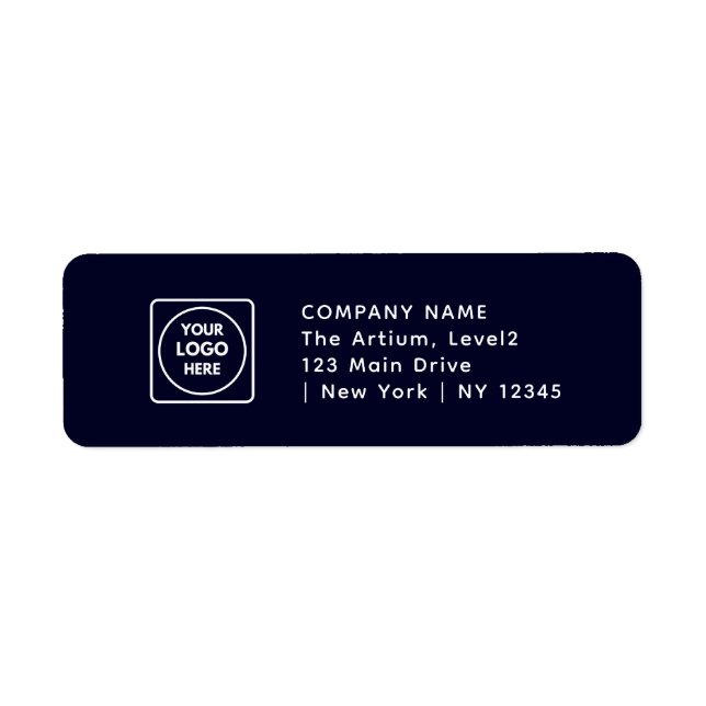Navy Blue Logo | Custom Branded Business Address Label (Front)