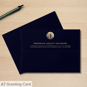 Navy Blue Logo Envelope Return Address on Back