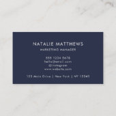Navy Blue Logo | Minimalist Professional Corporate Business Card (Back)