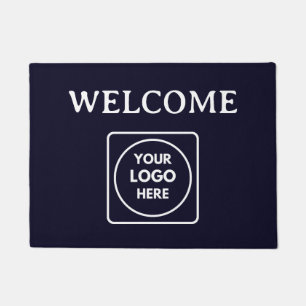 Navy Blue Logo Modern Corporate Welcome Sign Doormat