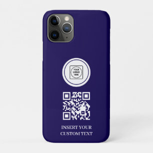 Navy Blue Logo QR Code Business Promo iphone case
