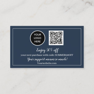 Navy Blue Logo Thank you Business Reward Punch Loyalty Card