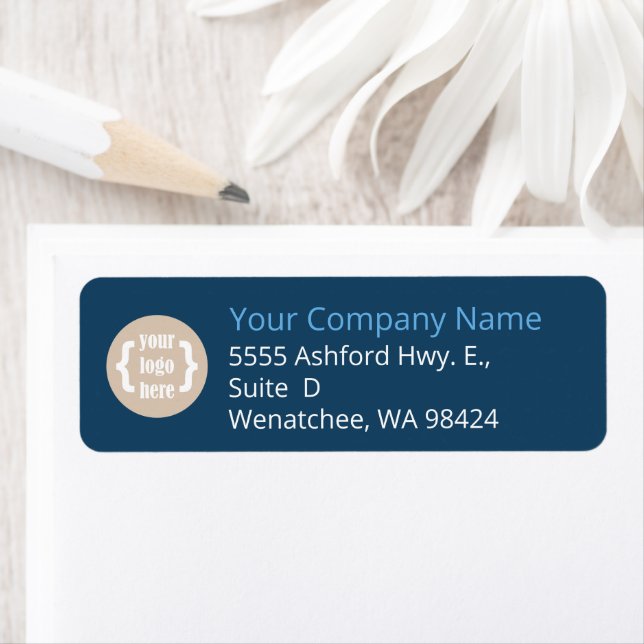 Navy Blue Logo'd Business Mailing Label (Insitu)