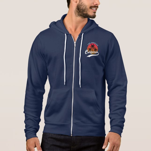 Navy Blue Los Angeles Fleece Zip Hoodie (Front)