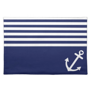 Navy Blue Love Anchor Nautical Cloth Placemat