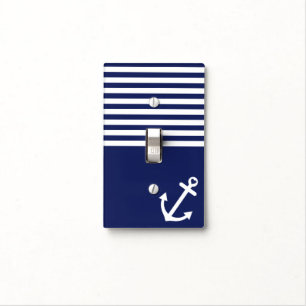 Navy Blue Love Anchor Nautical Light Switch Cover