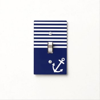 Navy Blue Love Anchor Nautical Light Switch Cover by OrganicSaturation at Zazzle