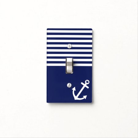 Navy Blue Love Anchor Nautical Light Switch Cover