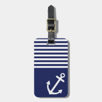 Navy Blue Love Anchor Nautical Luggage Tag
