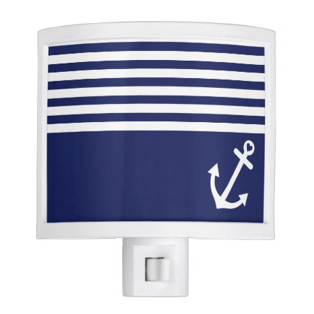 Navy Blue Love Anchor Nautical Night Light