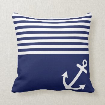 Navy Blue Love Anchor Nautical Throw Pillow by OrganicSaturation at Zazzle