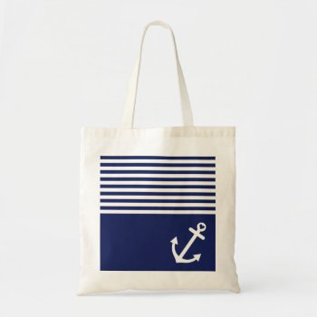Navy Blue Love Anchor Nautical Tote Bag by OrganicSaturation at Zazzle