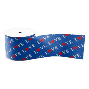 Navy Blue LOVE Heart Grosgrain Ribbon