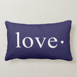 Navy Blue Love Heart Monogram Lumbar Pillow