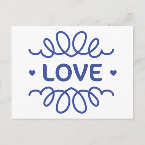 Navy Blue Love Hearts Blank Greeting Postcard