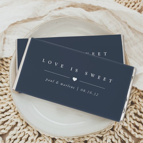 Navy Blue  Love is Sweet Classic Elegant Wedding Hershey Bar Favors