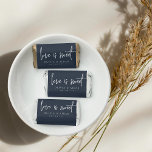 Navy Blue | Love Is Sweet Personalized Wedding Hershey's Miniatures<br><div class="desc">Share a sweet treat with your guests with these personalized wedding favor chocolate bars. Design features "love is sweet" in modern handwritten script lettering,  with your names and wedding date beneath. Colorway: Navy,  a classic dark blue.</div>