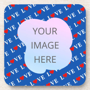 Navy Blue LOVE Retro Elegant Beverage Coaster