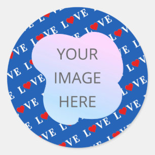 Navy Blue LOVE Retro Elegant Classic Round Sticker