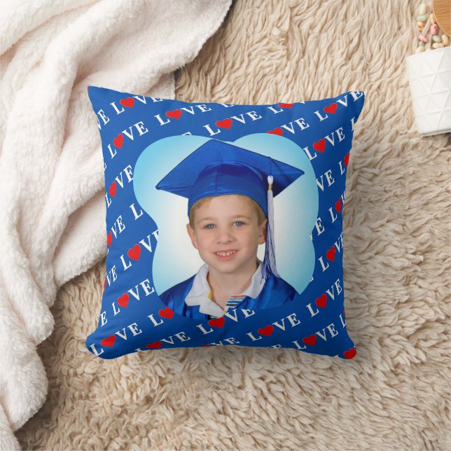 Navy Blue LOVE Retro Elegant Throw Pillow (Blanket)