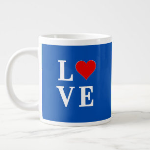 Navy Blue LOVE Retro Stylish Giant Coffee Mug