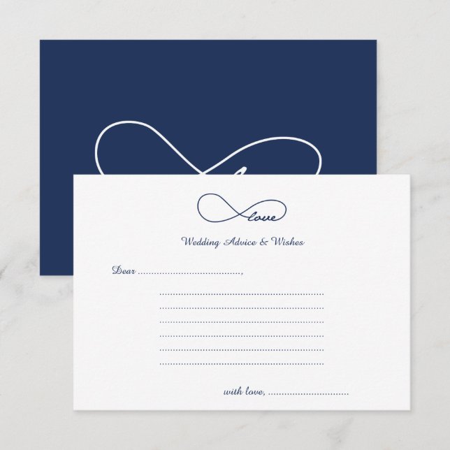 Navy Blue Love Wedding Wishes & Advice Cards (Front/Back)