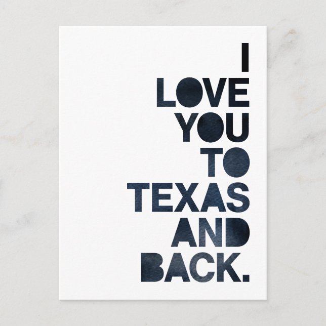 Navy Blue Love You To Texas and Back Postcard (Front)