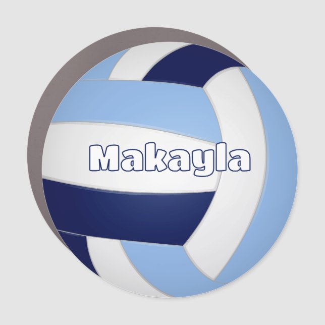 navy blue lt blue volleyball kids locker or car magnet (Front)